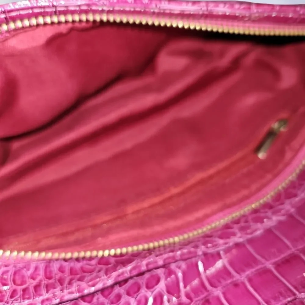 Women's Croc-Texture 3 Way Bag in Magenta with Gold Hardware NWT